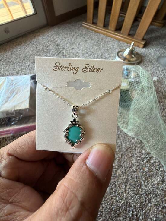 Kohl's Jewelry - Kohl's Sterling Silver Oval Turquoise Cabochon Filigree Pendant Necklace